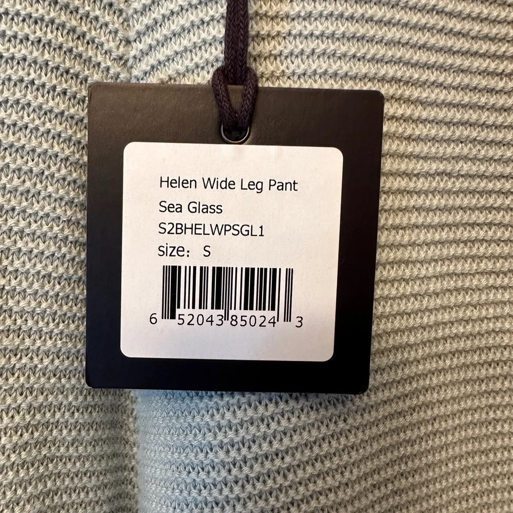 NWT The Normal Brand Helen Wide Leg Pants Size Small Sea Glass Color Waffle Knit - Picture 3 of 11